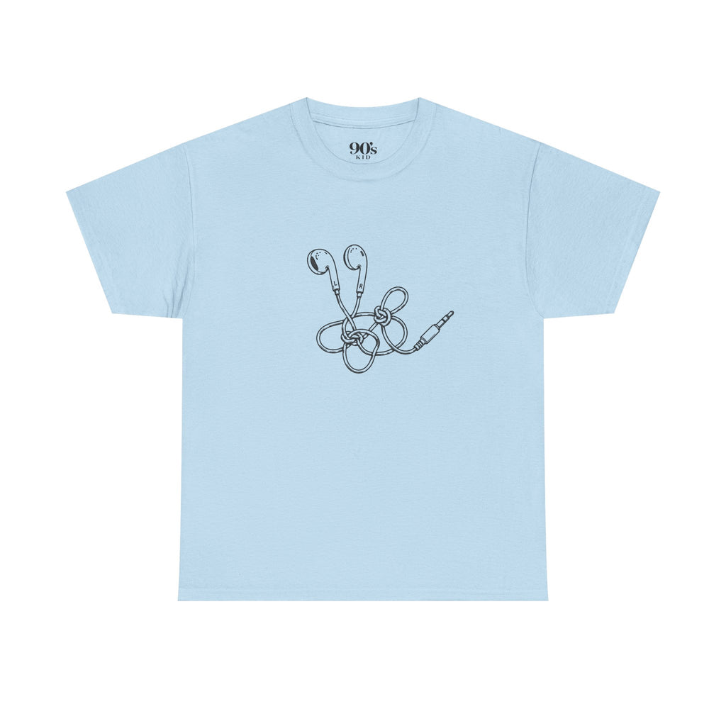 Tangled Headphones Tee | Minimalist 90s Graphic T-Shirt