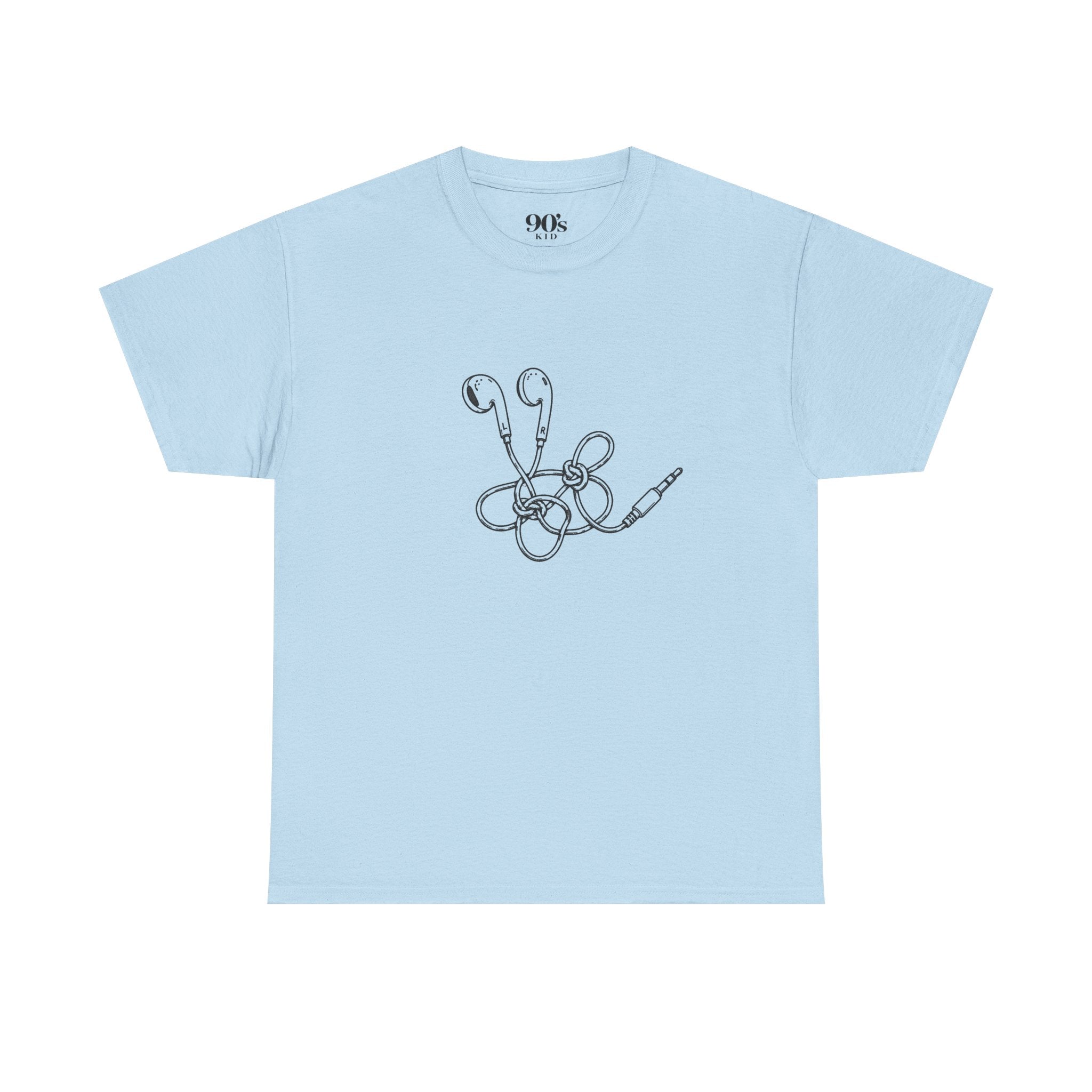 Tangled Headphones Tee | Minimalist 90s Graphic T-Shirt